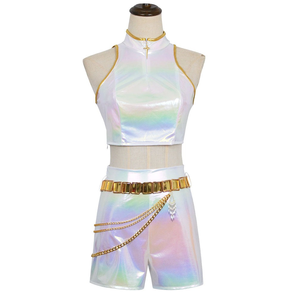 Kids Pop Idol Costume “What It Sounds Like” White Stage Cosplay Outfits Halloween Costume - Image 9