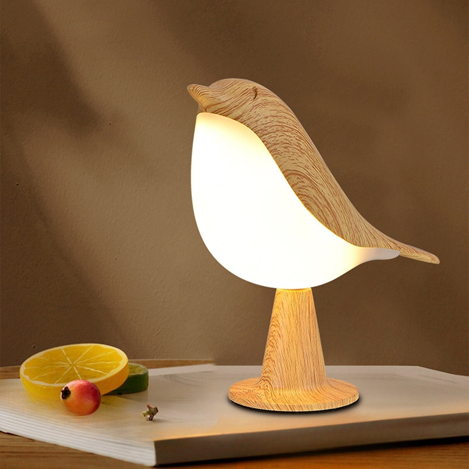 Bordlampe fugleform træeffekt LED