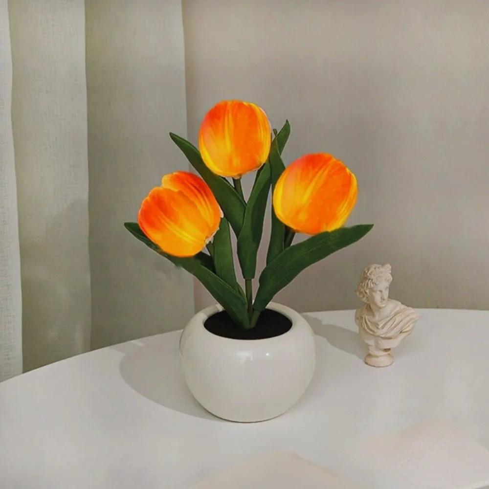 LED bordlampe blomsterpotte lys dekoration