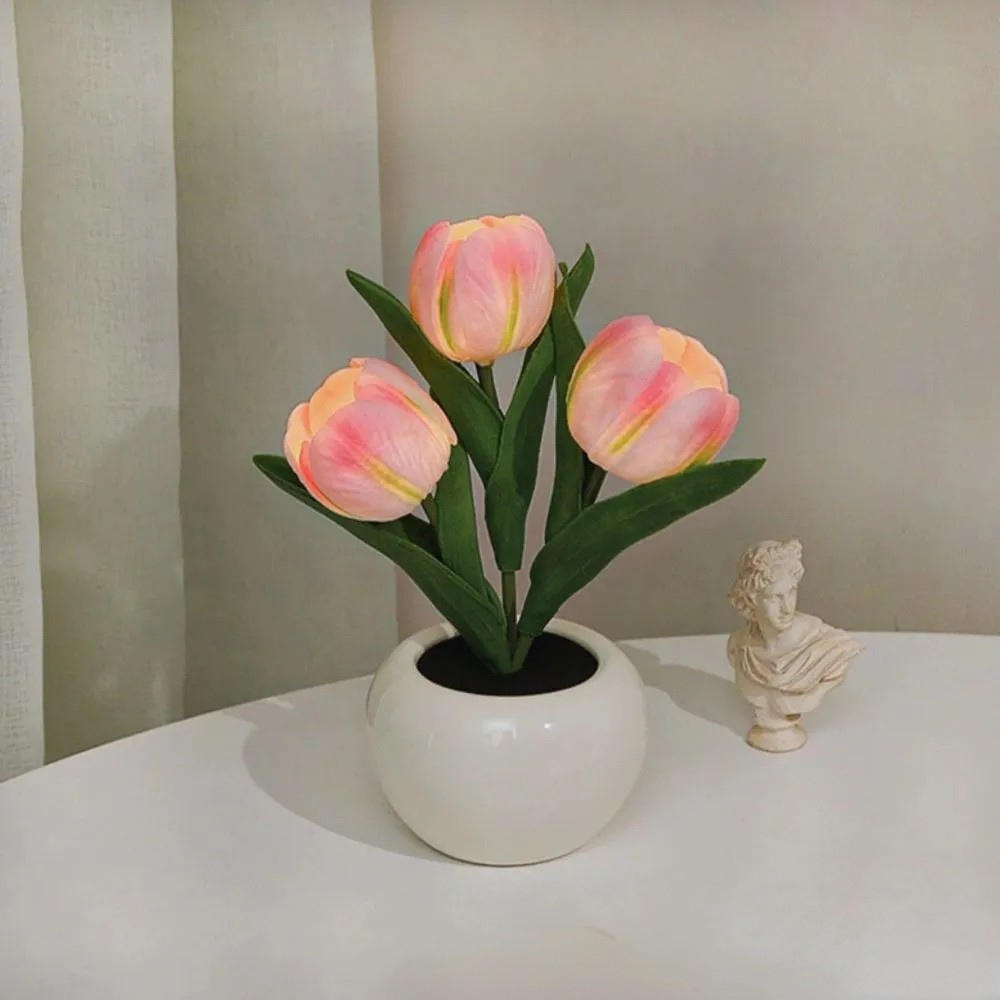 LED bordlampe blomsterpotte lys dekoration