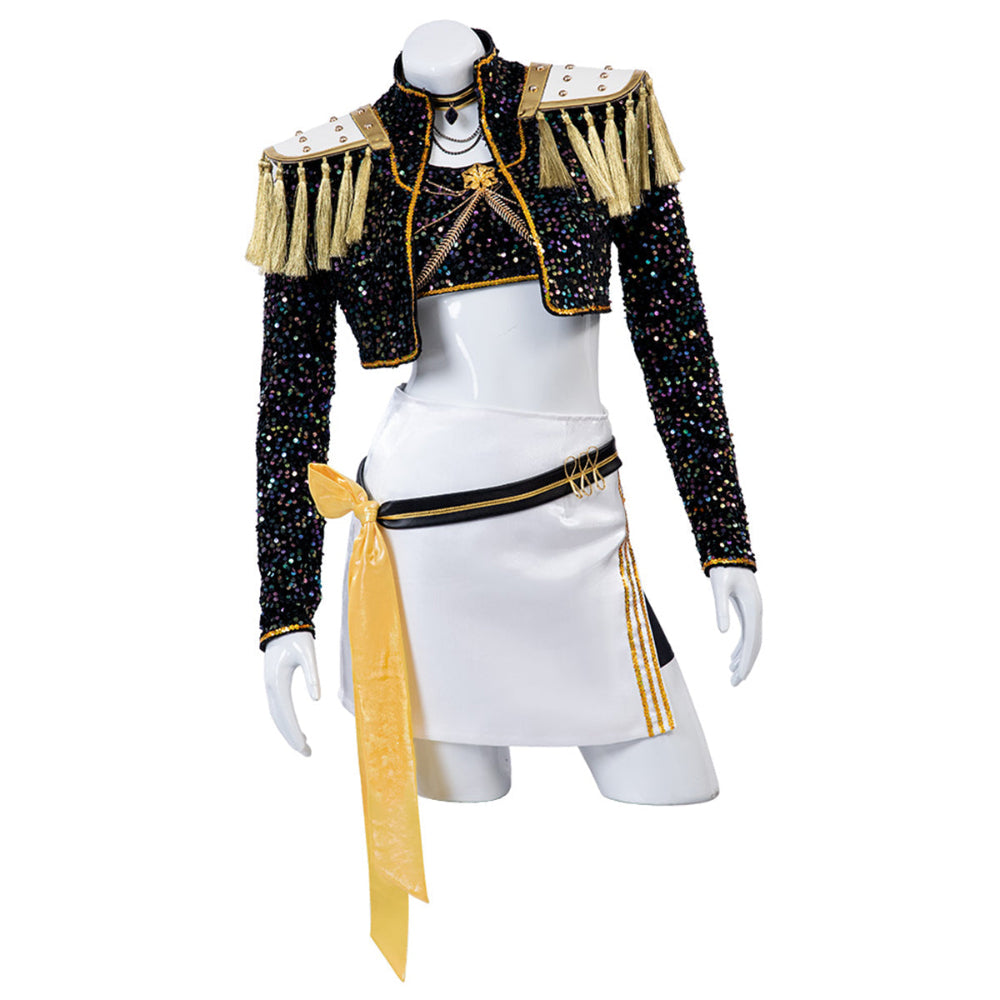 Pop Idol Costume Golden Black Stage Performance Outfit Cosplay Suit Full Set - Image 4