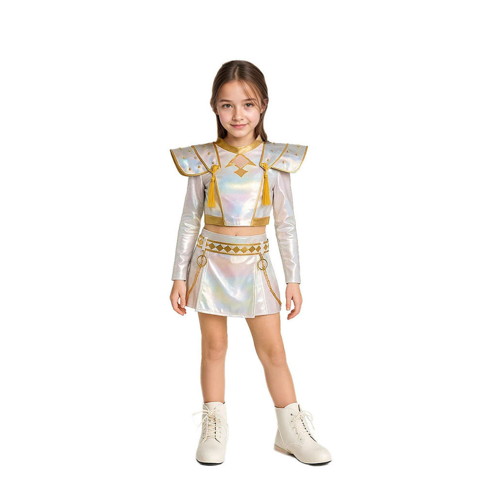 Pop Idol Costume White PU Leather Outfit Stage Performance Dress for Halloween Cosplay - Image 5