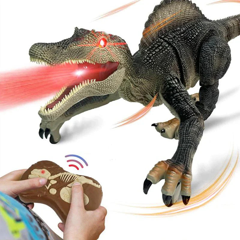 Jouet dinosaure télécommandé avec marche, LED et brouillard