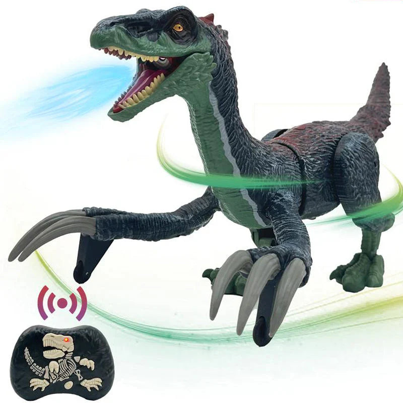 Jouet dinosaure télécommandé avec marche, LED et brouillard