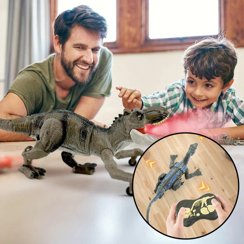 Jouet dinosaure télécommandé avec marche, LED et brouillard