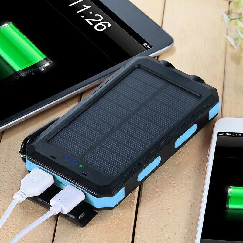 Solcelle Powerbank Vandtæt Dobbelt USB Oplader