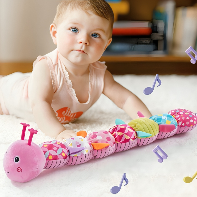 Jouet peluche musical chenille sensorielle pour bébé