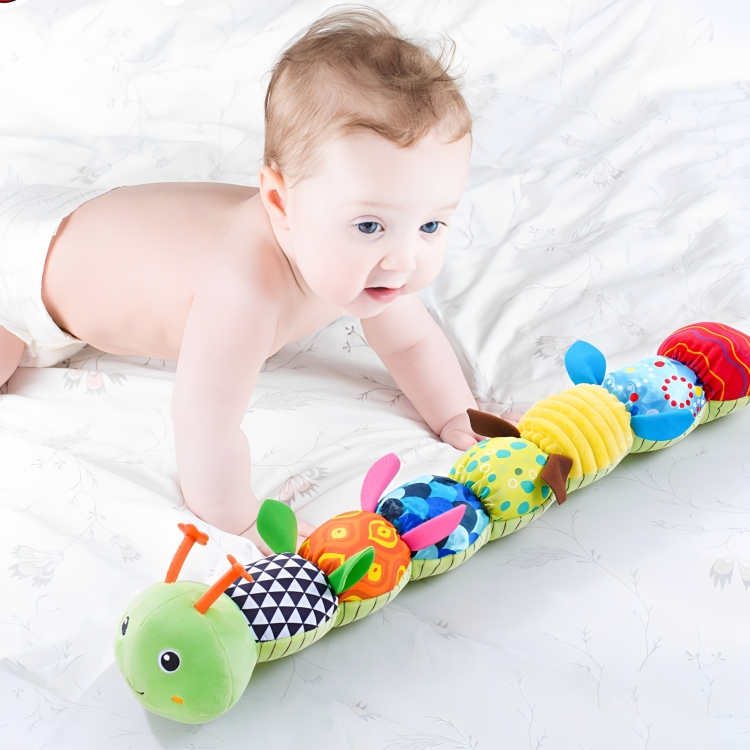 Jouet peluche musical chenille sensorielle pour bébé