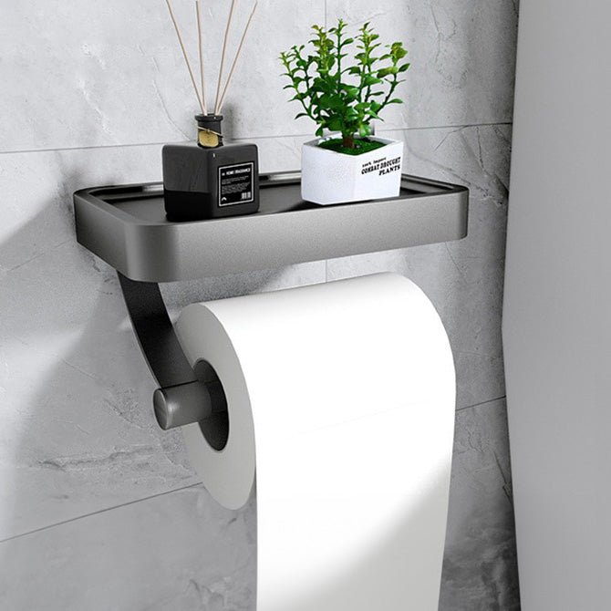 Toiletrulleholder med sort metalshelf