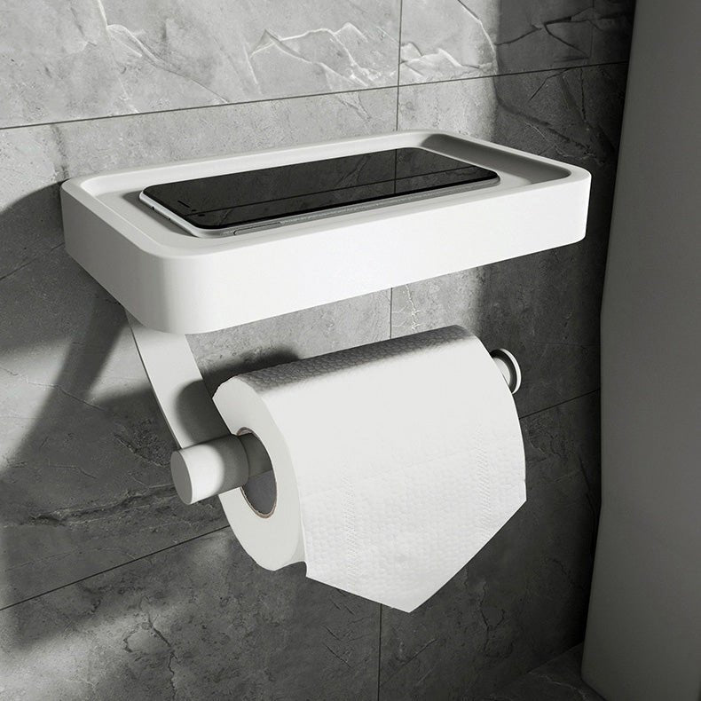 Toiletrulleholder med sort metalshelf