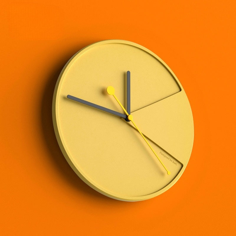 CementTime - Modern 3D Yellow Cement Wall Clock