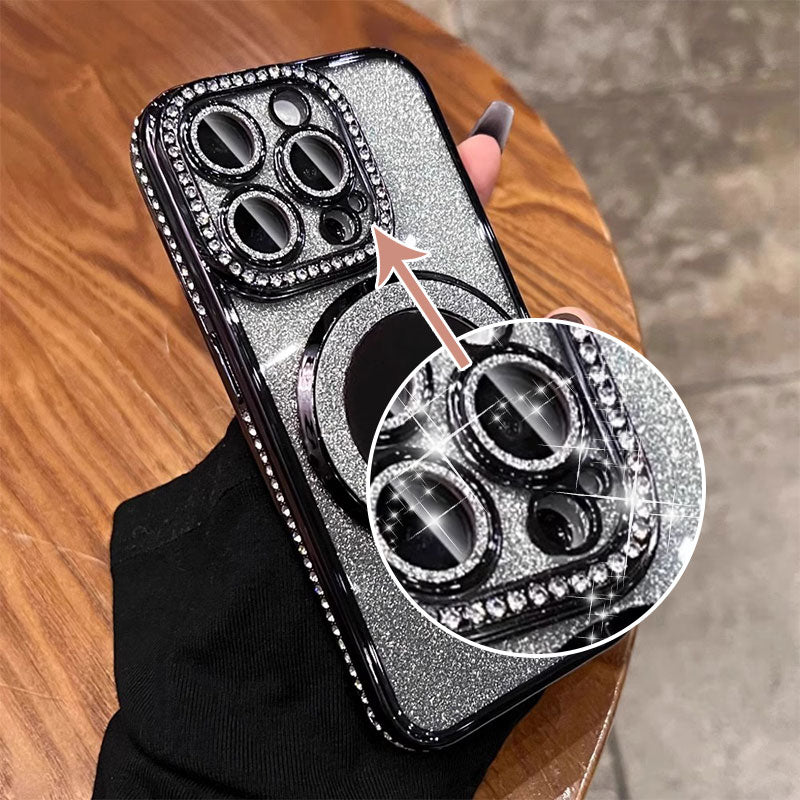 Telefoncover med spejl magnetisk stand glimmer