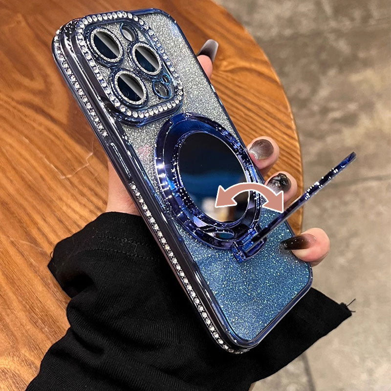 Telefoncover med spejl magnetisk stand glimmer