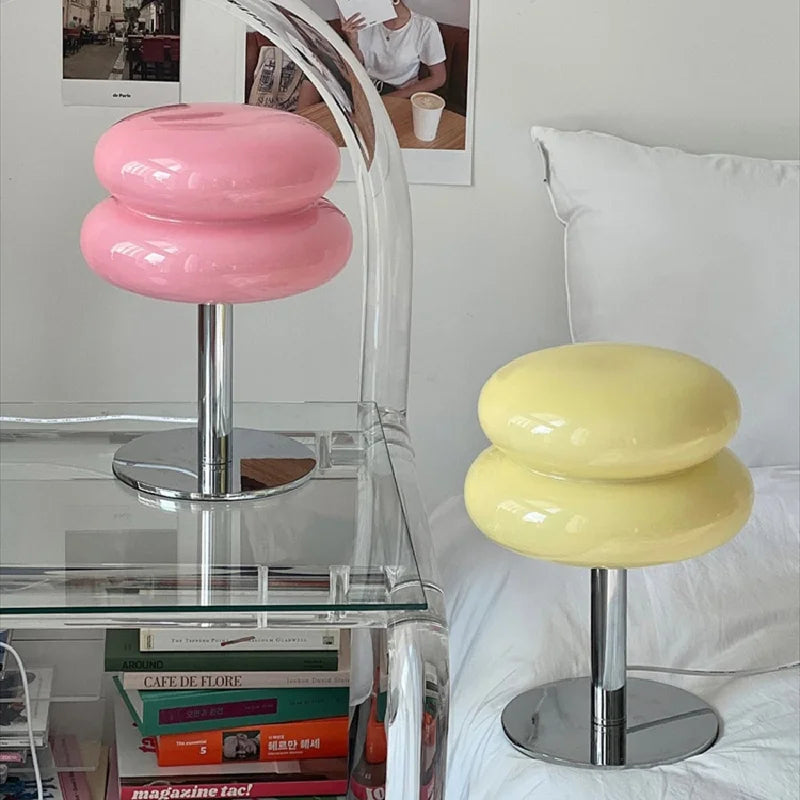 Bordlampe Retro Glas Skærm Belysningsstykke