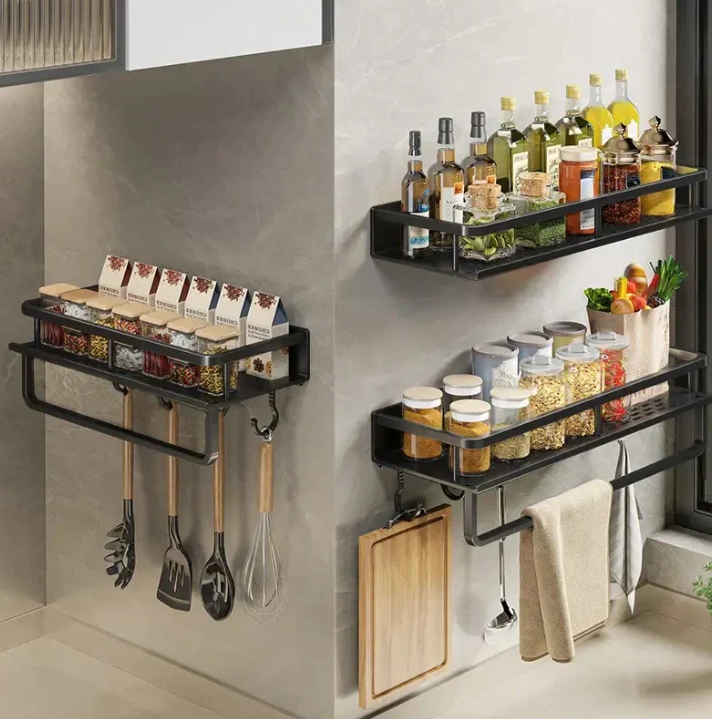 Mensola da parete in metallo organizzatore per cucina e conservazione
