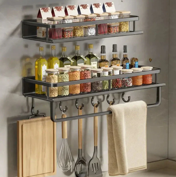 Mensola da parete in metallo organizzatore per cucina e conservazione