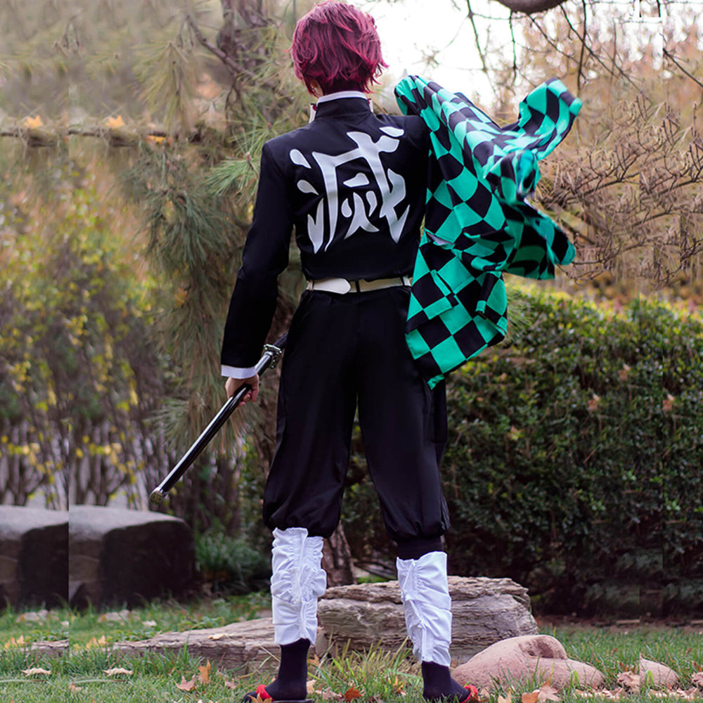 Tanjiro Costume Kids and Adult Halloween Tanjiro Cosplay Outfit Full Set Japaness Kimono - Image 5