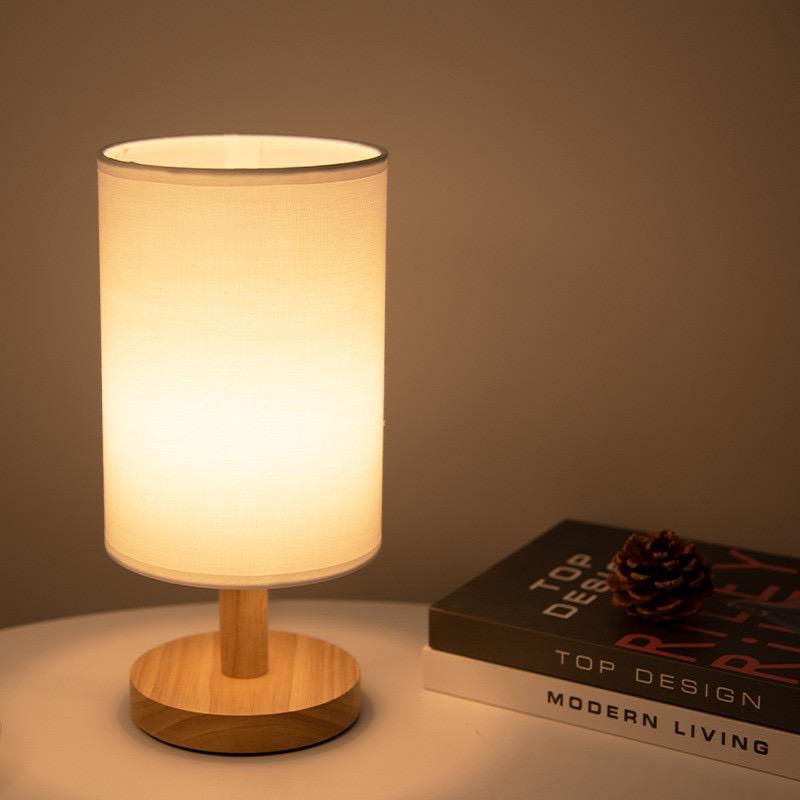 Bordlampe Naturligt Træ Stof Dæmpbar Lys