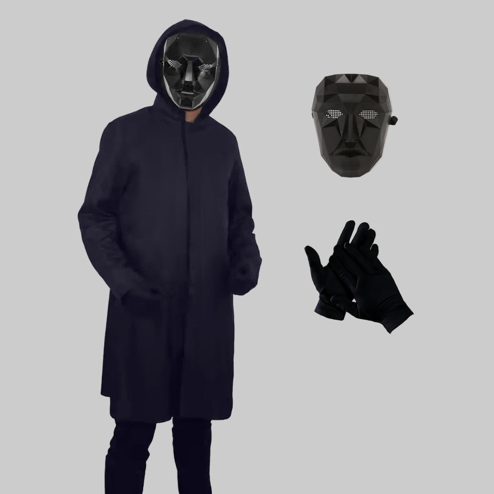 The Black Front Man Costume Kids and Adult Boss Cosplay Outfit with Hood and Gloves - Image 1