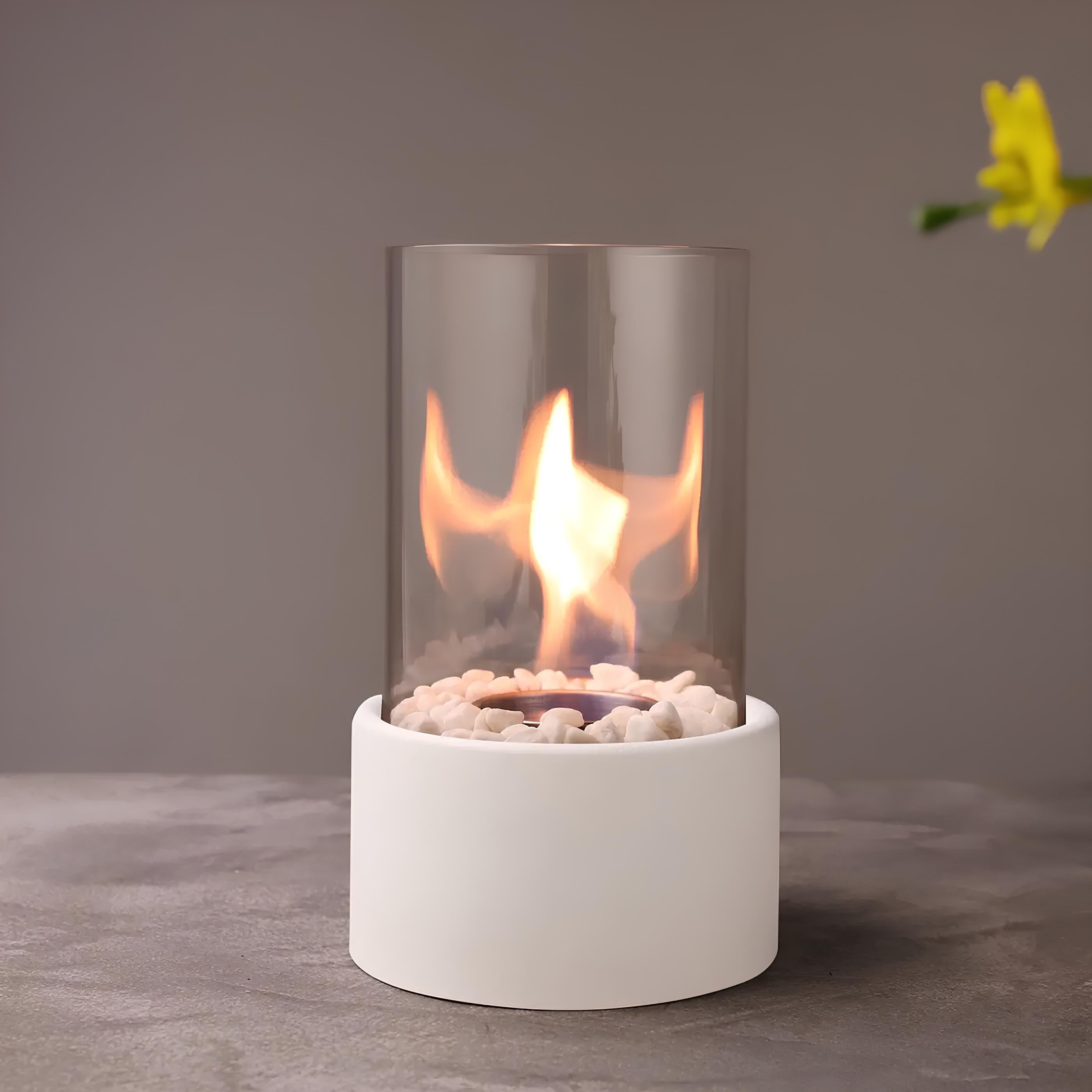 Bordlampe Glas Olie Flamme Brænder