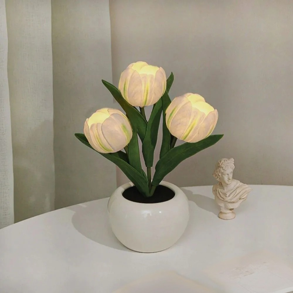 LED bordlampe blomsterpotte lys dekoration