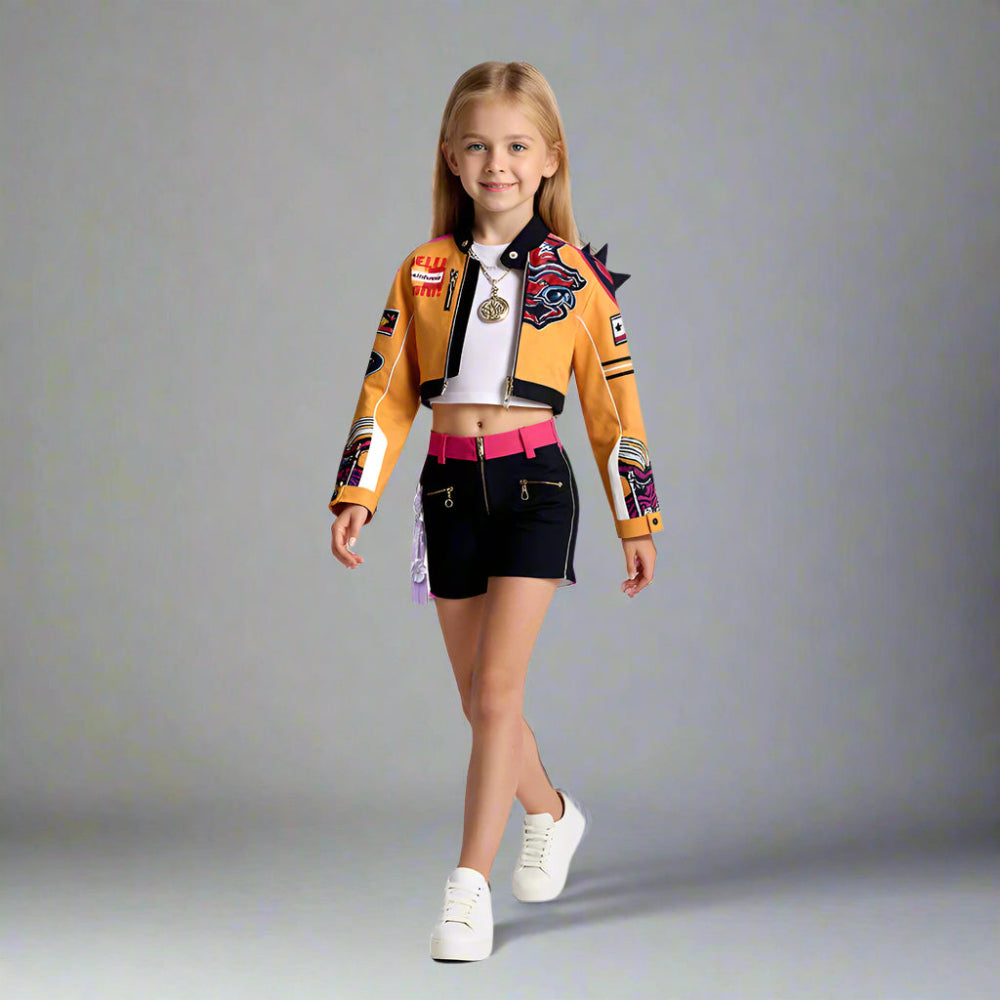 Yellow Costume Tops Vest and Shorts Full Set Deluxe Kids Adults Halloween Cosplay Outfit - Image 1
