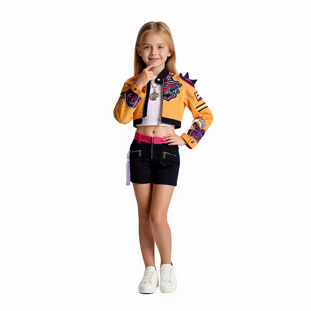 Yellow Costume Tops Vest and Shorts Full Set Deluxe Kids Adults Halloween Cosplay Outfit - Image 2
