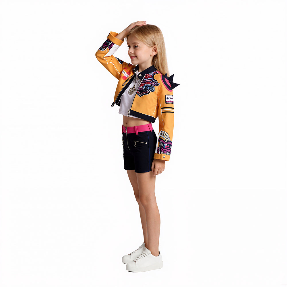 Yellow Costume Tops Vest and Shorts Full Set Deluxe Kids Adults Halloween Cosplay Outfit - Image 3