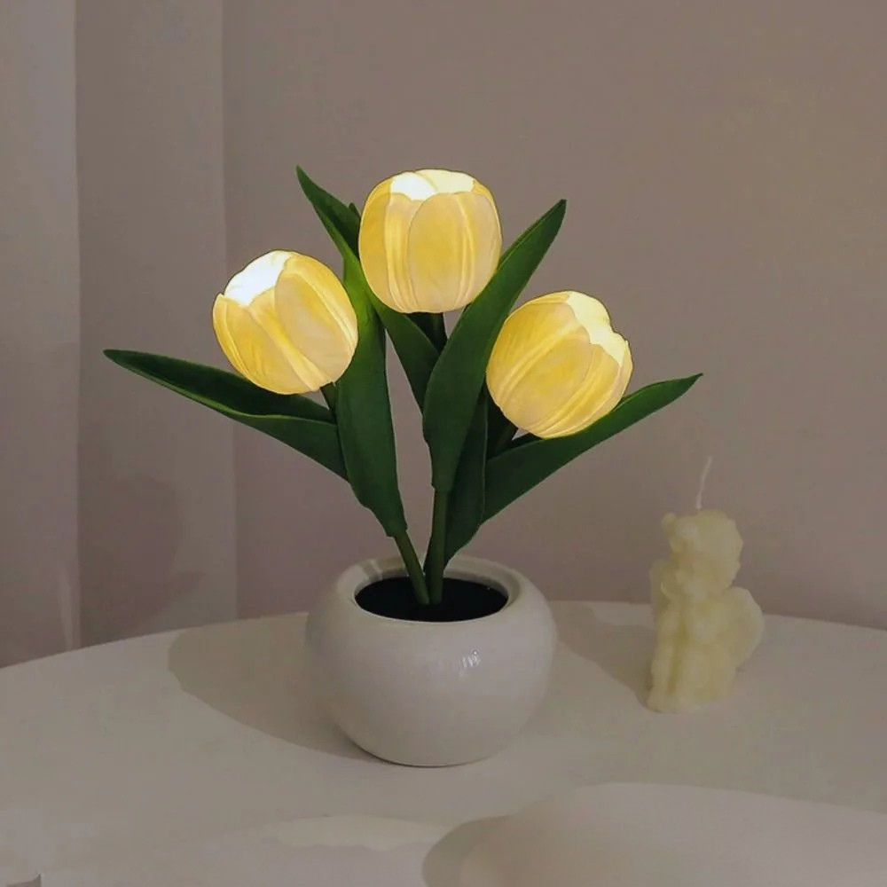 LED bordlampe blomsterpotte lys dekoration